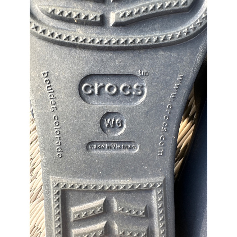 Crocs Patricia Wedge Sandals Navy Blue Grey Strappy Slip On Womens 6 - Picture 7 of 9